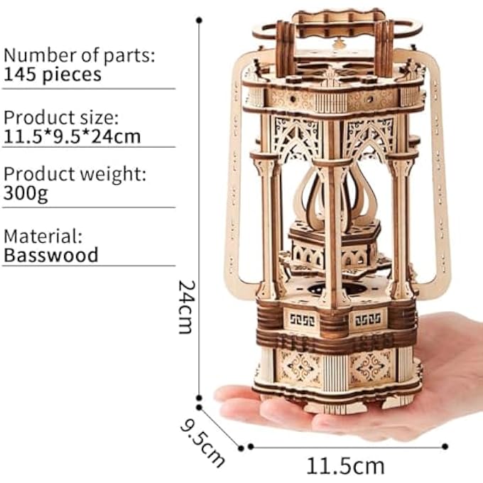 3D WOODEN PUZZLES FOR ADULTS, 145 PIECES LED 3D PUZZLES LANTERN, 3D WOODEN MODEL BUILDING KITS FOR ADULTS, LOG MAKING, NO GLUE OR OTHER TOOLS REQUIRED, BEST CREATIVE GIFT FOR KIDS, ANTIQUE DECORATION - Image 4